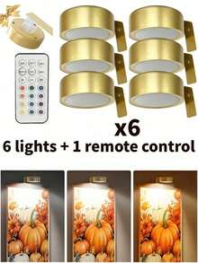 1/3/6个RGB LED无线金属壁灯，电池供电，可用作壁灯、串灯、台灯、LED灯、夜灯、阅读灯等。适用于房间装饰，色温可调，适用于相框、肖像、楼梯、走廊、卧室、室内、客厅、派对、生日、家居、房间等各种场合，配有150mAh遥控器。 - 十三色光-RGB - 查看 13