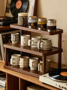 1 kệ lưu trữ để bàn 3 tầng phong cách retro bằng gỗ tự nhiên, kệ lưu trữ đa năng trên mặt bàn, phù hợp đựng văn phòng phẩm, sách, tách trà và cốc nước, kệ đựng gia vị nhà bếp dung tích lớn - Nhiều màu - Xem 9
