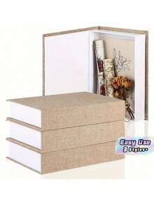 1/3pcs Decorative Book Boxes, Modern Faux Book Storage Boxes, Linen Imitation Books, Suitable For Bookshelf Decor, Coffee Table Books, DIY Crafts - Multicolor - View 1