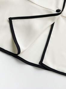 GlowEve CURVE Plus Size Women's Spring And Summer V-Neck Sleeveless Black And White Color Matching Dress, Accessories Button Front And Center Opening Minimalist Casual Outdoor/Commuting White Elegant Dress - White - View 6