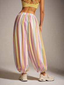 VARSIVA Women's Elastic Waist Striped Jogger Sweatpants - Multicolor - View 2