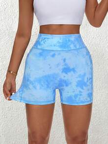 SHEIN Sports Damen-Sportshorts mit Batikmuster und Taschen, vielseitig einsetzbar - Verschiedenfarbig - Übersicht 3