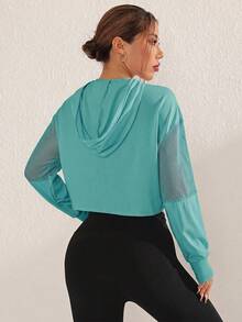 SHEIN Sovereign Charm 女款抽繩連帽休閒百搭日常運動運動衫 - 天藍色 - 查看 2