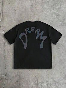 AXEPEAK 男士夏季休閒字母印花圓領短袖T恤 - 黑色 - 查看 8