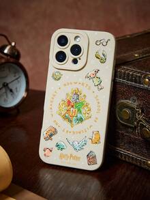 HARRY POTTER X SHEIN Cartoon Pattern White Skin-Sensitive Mobile Phone Case, Anti-Drop Protective IPhone11-17 Mobile Phone Case. - Multicolor - View 1