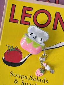 Ins Sweet Pink Strawberry Silicone Case Compatible With Apple 2 3 4 Pro 2nd Gen. Cute Drop Protection Cover With Keychain For Girls. - Pink - View 3