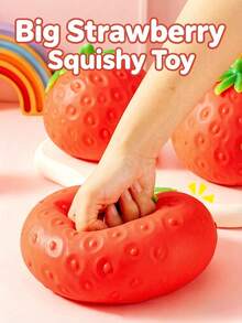POKOJA LAND 1pc Jumbo Squishy Stress Relief Toy, Simulated Strawberry Powder Fruit Squeeze Decompression Gadget - Multicolor - View 1