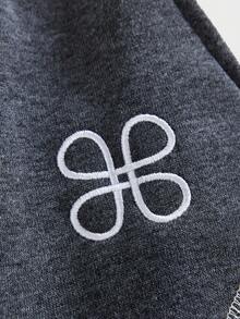 SWAVVY Men's Spring/Summer Casual Standard Size Sweatshirt, Black Solid Color With Snowflake Patchwork - Dark Grey - View 5