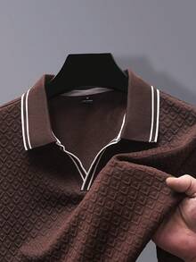 Calvornis 男士 Polo 衫，針織鉤編布料，復古商務休閒 Polo 衫，日常休閒，週末出遊，戶外活動，男朋友/丈夫禮物，週年/生日禮物派對，夏季假期，新年，婚禮，情人節 - 咖啡棕 - 查看 3
