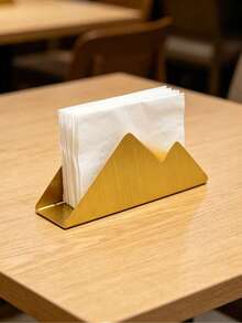 Cirelle 1pc Gold/Silver Stainless Steel Napkin Holder, Creative Mountain-Shaped Paper Napkin Dispenser, Metal Tissue Stand For Kitchen, Dining Table, Restaurant - Multicolor - View 5