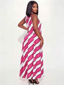 Poshavie Poshavie Elegantes Urlaubs-Kleid in großen Größen, ärmellos und locker geschnitten, perfekt für den Sommer. - Heißes Pink - Übersicht 2