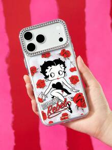 Betty Boop x SHEIN 卡通圖案透明鑲鑽手機殼 防摔保護 11-17 手機殼 - 彩色 - 查看 2