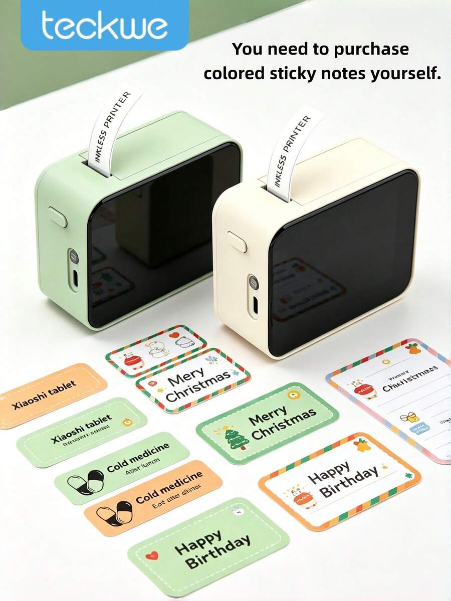 Teckwe Marklife P15 Mini Portable Label Printer, Self-Adhesive Thermal Printer, Sticker Printer, Inkless Pocket Bluetooth Label Maker, Name Tag Label Printer 1300mAh