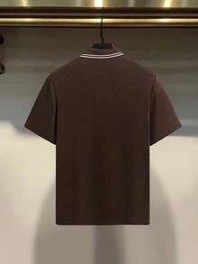 Calvornis 男士 Polo 衫，針織鉤編布料，復古商務休閒 Polo 衫，日常休閒，週末出遊，戶外活動，男朋友/丈夫禮物，週年/生日禮物派對，夏季假期，新年，婚禮，情人節 - 咖啡棕 - 查看 2