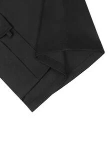 Manfinity Homme Pantalones cortos cargo con bolsillo volteado y cintura con cordón ajustable para hombre - Negro - Ver 7
