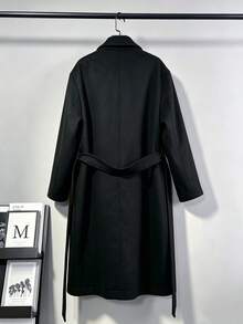 Manfinity Hypemode Men's Solid Color Business Button Long Sleeve Pocket Overcoat - Black - View 5