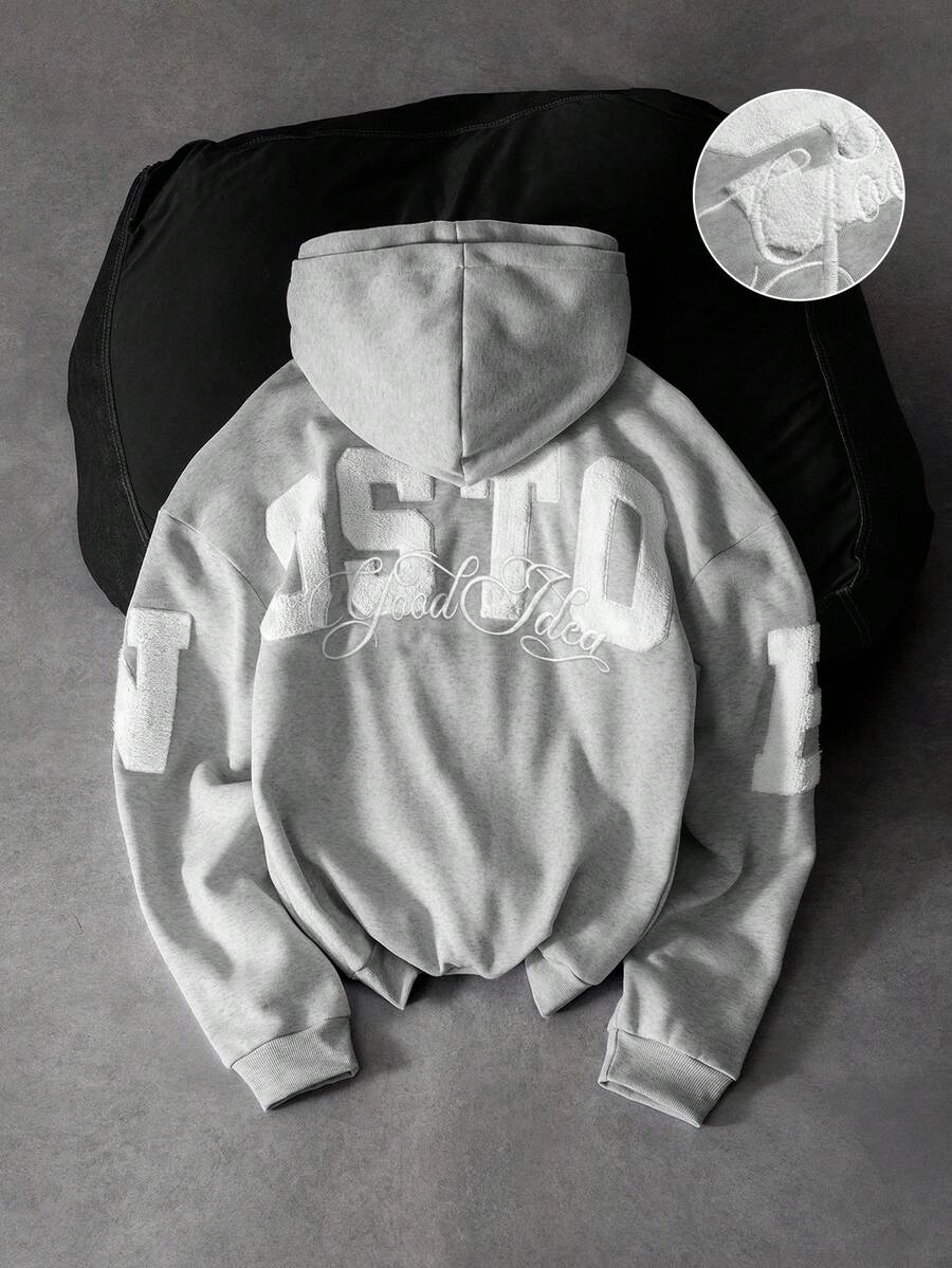 PAVTROS Men's Patchwork Fashion Pocket Zipper Hoodie Sweatshirt Versatile - Grey - View 1