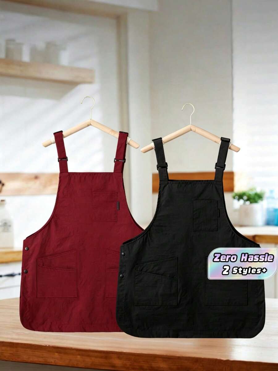 Adjustable Multi-Pocket Double-Sided Polyester Art Apron, Wear-Resistant Workwear For Kitchen, Bakery, Coffee Shop And Photography, Versatile Practical Apron For Home And Various Commercial Scenarios - Multicolor - View 1
