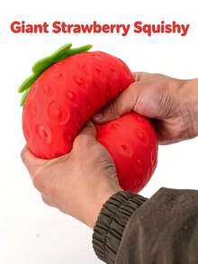 POKOJA LAND 1pc Jumbo Squishy Stress Relief Toy, Simulated Strawberry Powder Fruit Squeeze Decompression Gadget - Multicolor - View 2