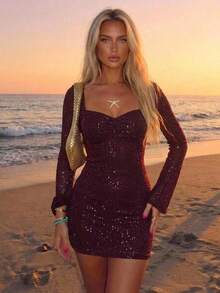 Aloruh Deep Purple Mesh Mini Dress, Romantic Date Goddess Outfit - Purple - View 5