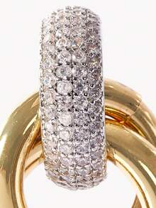 Opalesca Three-Ring Diamond Glossy Earrings. - Gold - View 6