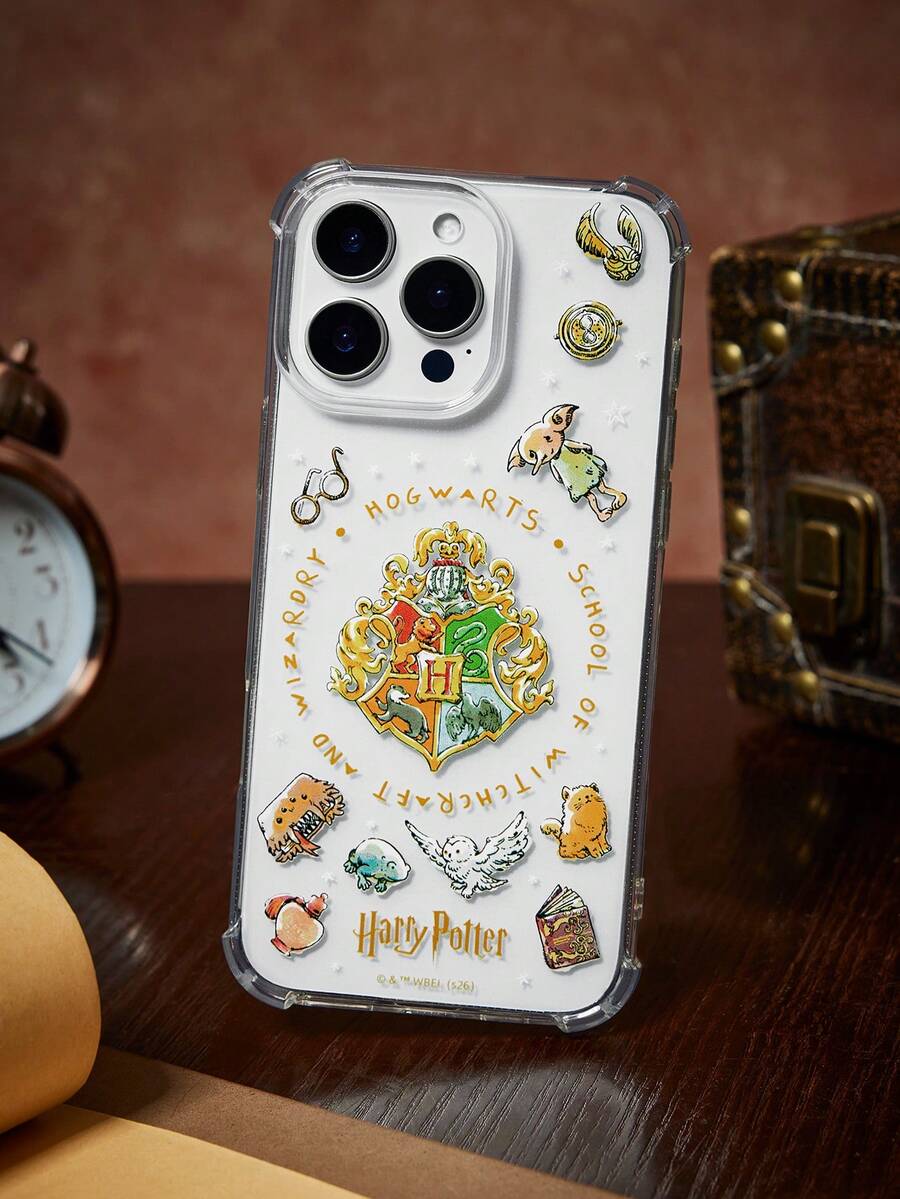 HARRY POTTER X SHEIN 卡通圖案黑色三合一透明手機殼,防摔保護 13-17 手機殼 - 彩色 - 查看 1