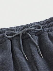 SWAVVY Men's Spring/Summer Casual Standard Size Sweatshirt, Black Solid Color With Snowflake Patchwork - Dark Grey - View 6