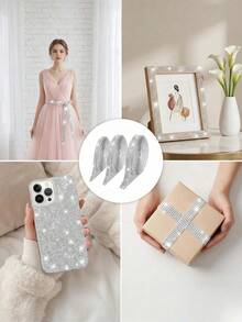 3 Rolls Self-Adhesive Rhinestone Sticker For DIY Decoration, Glitter Ribbon Sticker With Drill Crafts, …Home Decoration/Gift Decoration - multicolor - View 6