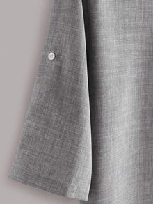 Manfinity Homme Camisa holgada para hombre con media botonadura y mangas remangables - Gris - Ver 4