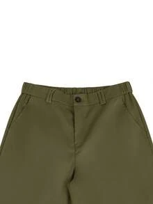 Manfinity Homme Men Solid Color Shorts With Pockets For Summer - Army Green - View 4