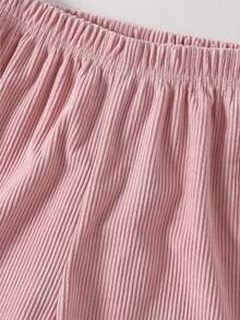 SHEIN 2件組女童連帽長袖拉鍊外套，腰部與袖口收邊，短版連帽衫，彈性腰寬鬆寬腿休閒運動褲，秋季 - 粉色 - 查看 6