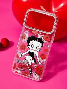 Betty Boop x SHEIN 卡通圖案透明鑲鑽手機殼 防摔保護 11-17 手機殼 - 彩色 - 查看 3