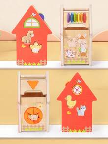 MINKOJA Wooden Farm Matching House Toy Set, Animal, Color And Shape Matching Game, Birthday & Christmas Gift For Boys And Girls Ages 2+ - Multicolor - View 6