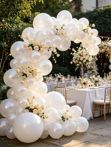 MINKOJA 5/10/12/18 Inch Multi-Color Latex Helium Round Balloons, Great For Birthday Wedding Anniversary Bridal Shower Graduation Gender Reveal Baptism New Year Holiday Party Decorations - pearlescent white - View 3