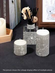 3 Rolls Self-Adhesive Rhinestone Sticker For DIY Decoration, Glitter Ribbon Sticker With Drill Crafts, …Home Decoration/Gift Decoration - multicolor - View 2