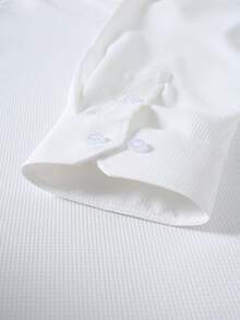 Manfinity Mode Camisa de un solo color de un solo pecho casual versátil para uso diario para hombres - Blanco - Ver 6
