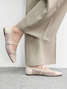 CUCCOO CHICEST 女士方头平底巧克力色金属扣套脚平底鞋，舒适休闲玛丽珍鞋，适合搭配连衣裙 - 米白網 - 查看 10