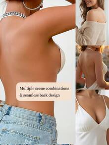 Women's Nipple Cover Invisible Bra Strapless Bra Backless Bra Invisible Push-Up Bra Invisible Push-Up Bra For Summer Wedding Beach And Holidays. - Beige - View 2
