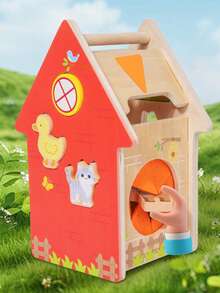 MINKOJA Wooden Farm Matching House Toy Set, Animal, Color And Shape Matching Game, Birthday & Christmas Gift For Boys And Girls Ages 2+ - Multicolor - View 5