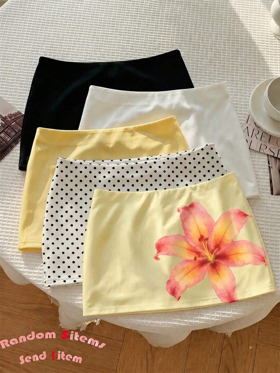 Tween Girls White Polka Dot Skirt With Built-In Leggings, Casual Skirt For Summer - Multicolor - View 1