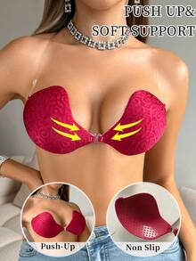 SHEIN 女用內衣配件（乳貼）適用於露背裝與夏季衣著 - 酒紅色 - 查看 4
