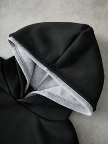 PAVTROS 男士街頭風熱銷拼色拼接英文簽名連帽衛衣短褲套裝，男友/丈夫禮物，週年紀念禮物 - 彩色 - 查看 4