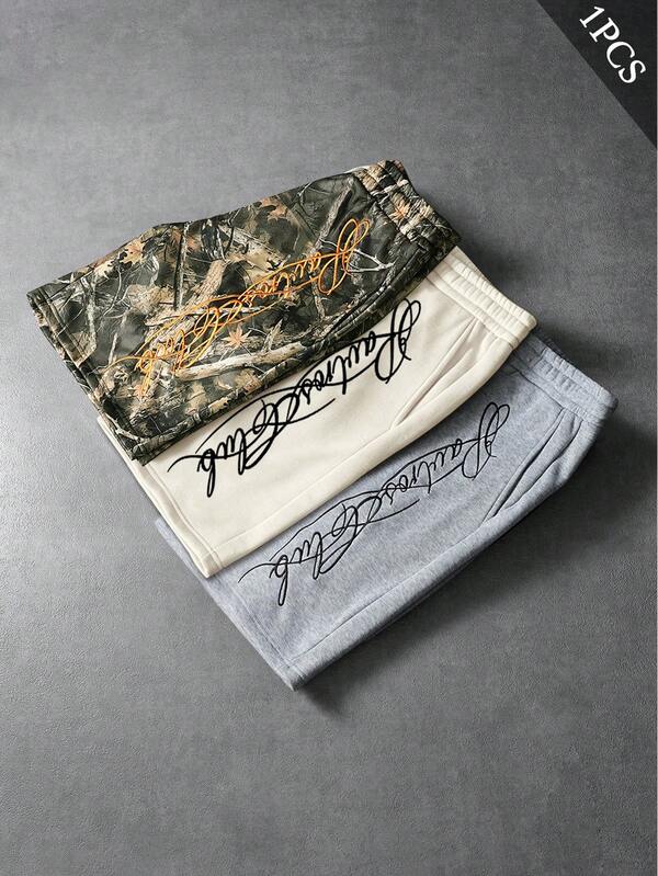 PAVTROS Pantalones cortos de talla grande para hombre, pantalones cortos casuales de estilo callejero "Signature" con escritura a mano, pantalones cortos con cintura elástica y cordón, pantalones deportivos de punto, estilo callejero de alta visibilidad, sensación casual funcional ligera, estilo salvaje al aire libre, género neutro, casual diario, ropa de calle, moda, deportes casuales, vuelta a la escuela, festival de música, unisex, pareja, regalo de vacaciones, regalo para novio