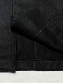 Manfinity Hypemode Men's Solid Color Business Button Long Sleeve Pocket Overcoat - Black - View 8