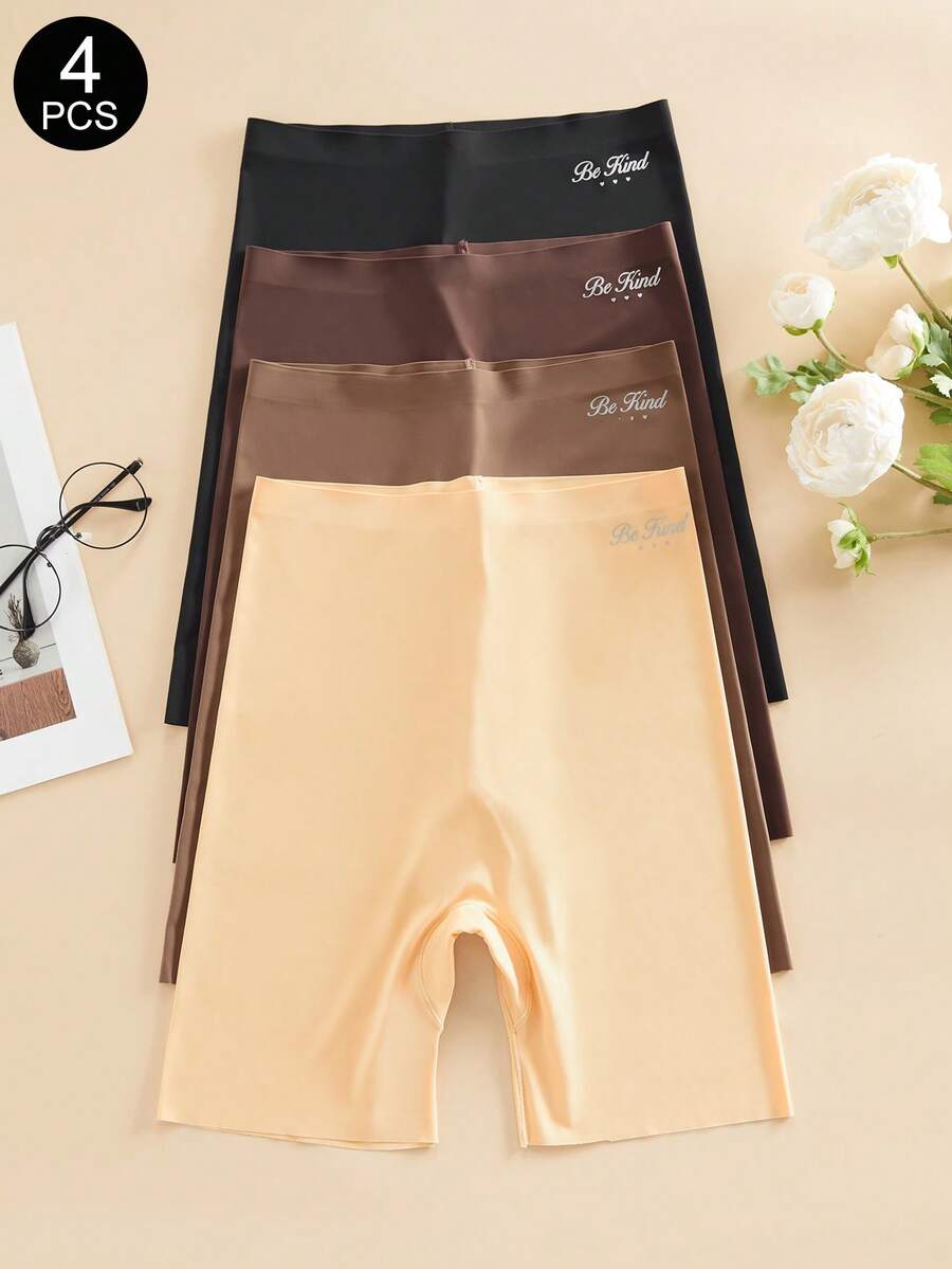 SHEIN 女款字母印花休閒日常穿著短褲 4件/包 - 彩色 - 查看 1