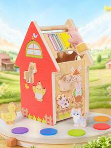 MINKOJA Wooden Farm Matching House Toy Set, Animal, Color And Shape Matching Game, Birthday & Christmas Gift For Boys And Girls Ages 2+ - Multicolor - View 2