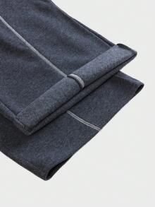 SWAVVY Men's Spring/Summer Casual Standard Size Sweatshirt, Black Solid Color With Snowflake Patchwork - Dark Grey - View 7