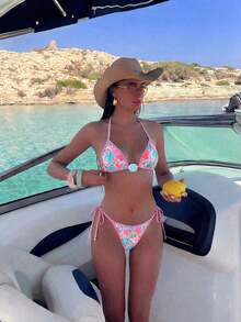 Swim Mod 2026 Spring/Summer Sexy Colorful Shell Decor Two Pieces Bikini Swimwear, Fashionable And Alluring - Multicolor - View 1