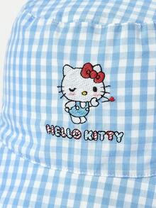 HELLO KITTY AND FRIENDS | SHEIN A Ladies', Embroidered, Blue Plaid Fisherman's Hat, Suitable For Daily Outings - Fisherman's hat - View 6
