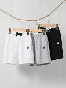 SHEIN 3pcs/Set Summer Casual Loose Knit Shorts For Tween Boys, School, Campus, College - Multicolor - View 1
